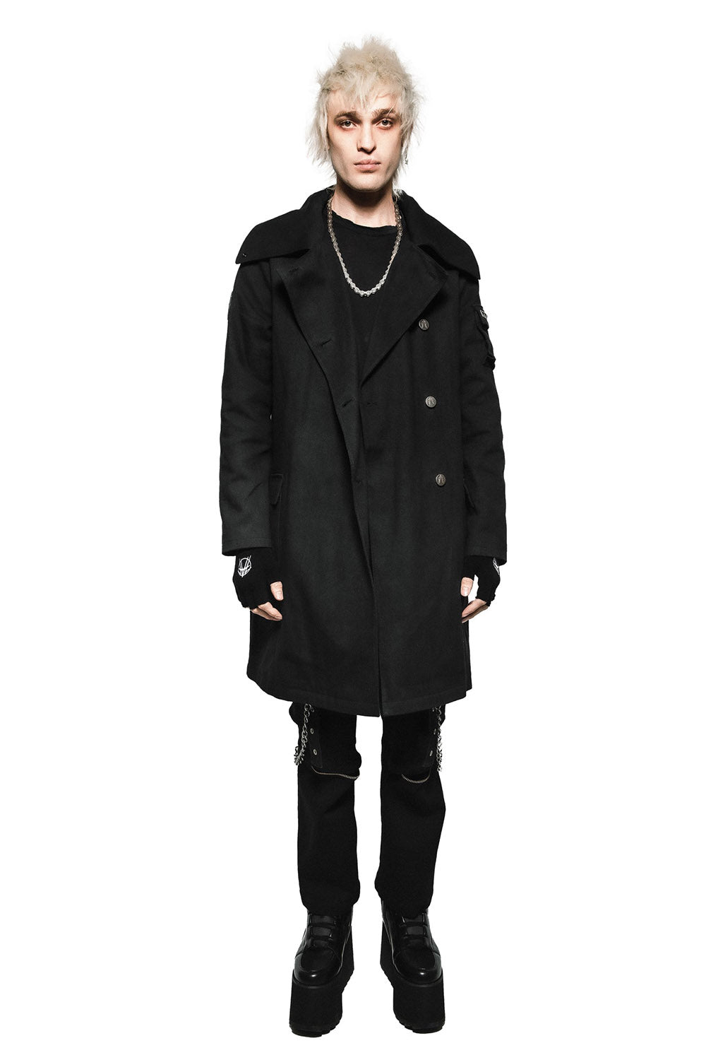 street goth trench coat for men by fan all flames 