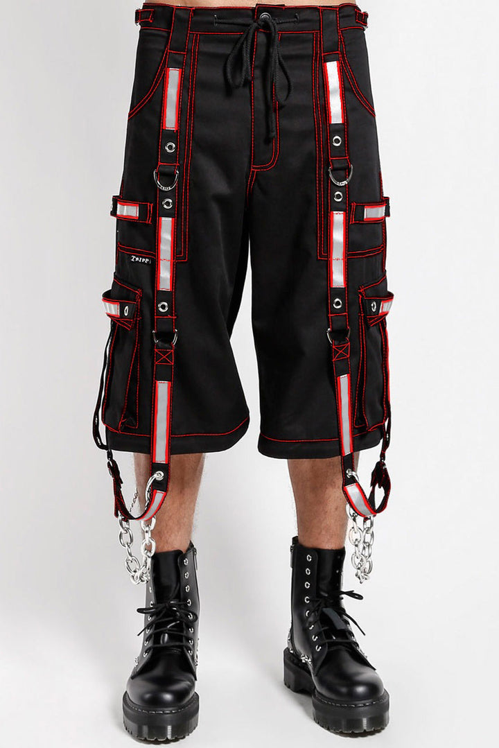reflective raver baggy cargo shorts for men