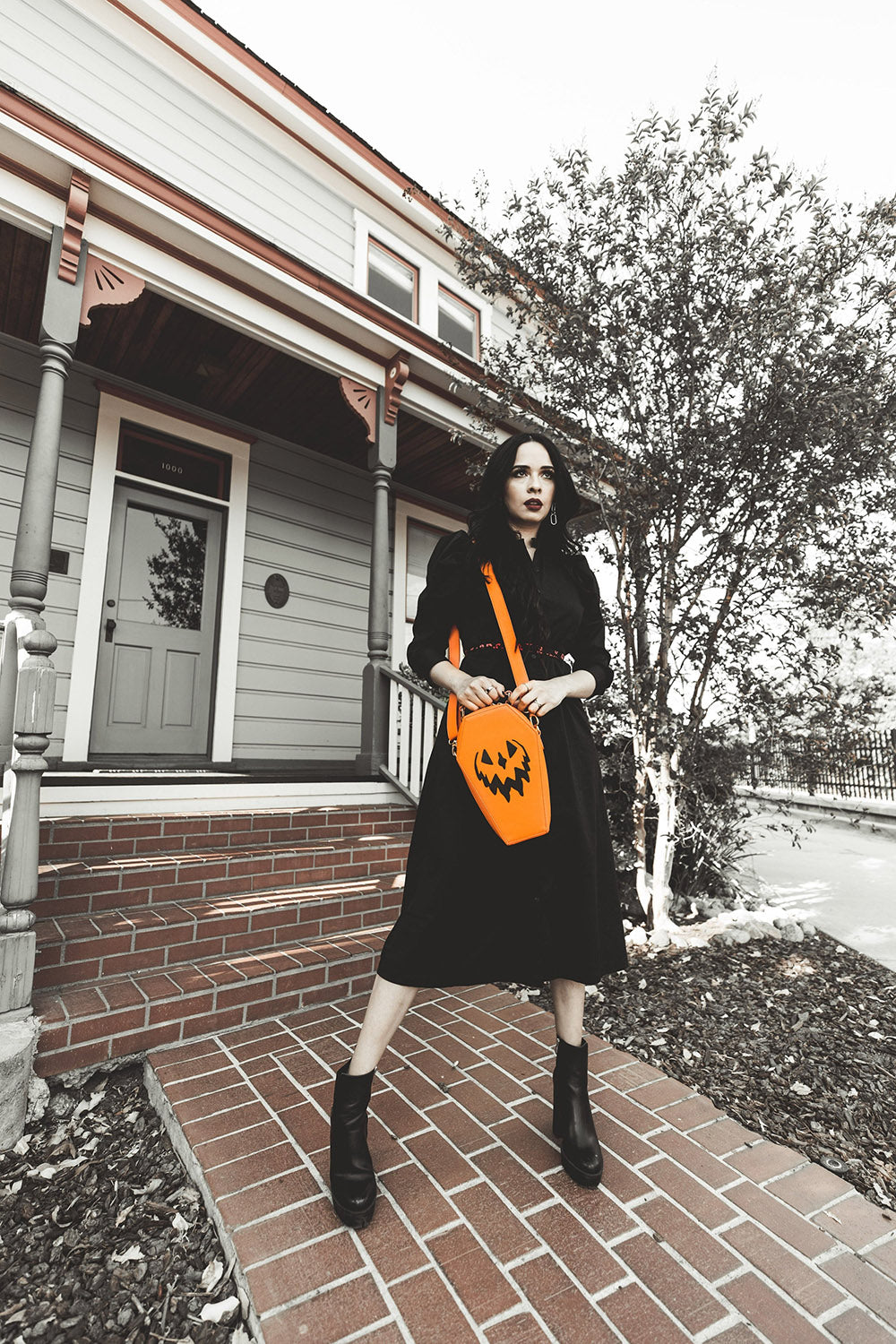 vintage goth halloween shoulder bag