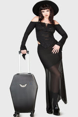black coffin carry on suitcase