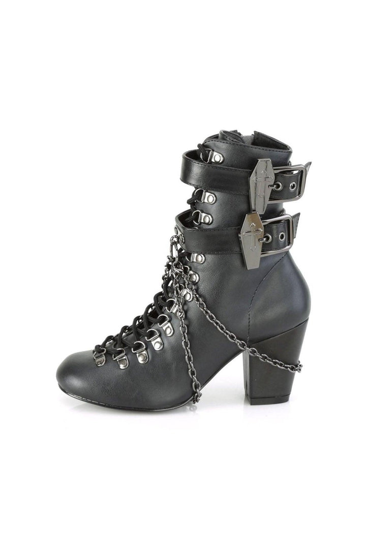 Casket Crush Ankle Boots VIK128 [Black Vegan Leather] - womens shoes - VampireFreaks - Demonia