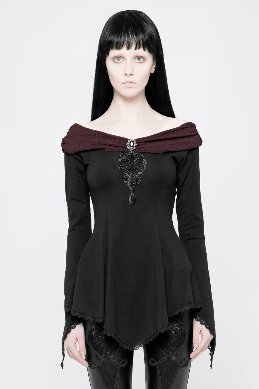 Castle Curse Bardot Top [BLACK/RED]