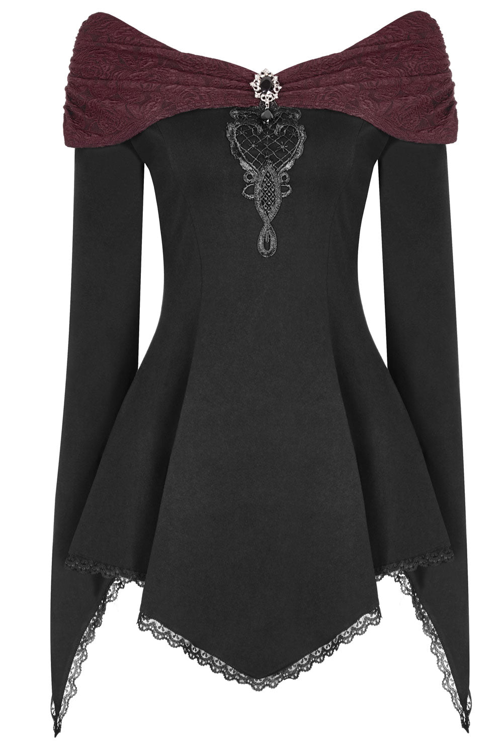 Castle Curse Bardot Top [BLACK/RED]