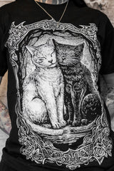 gothic cameo frame cat graphic t-shirt 
