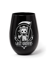 gothic cat skull wine glass