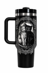 gothic cat drinking cup to go 