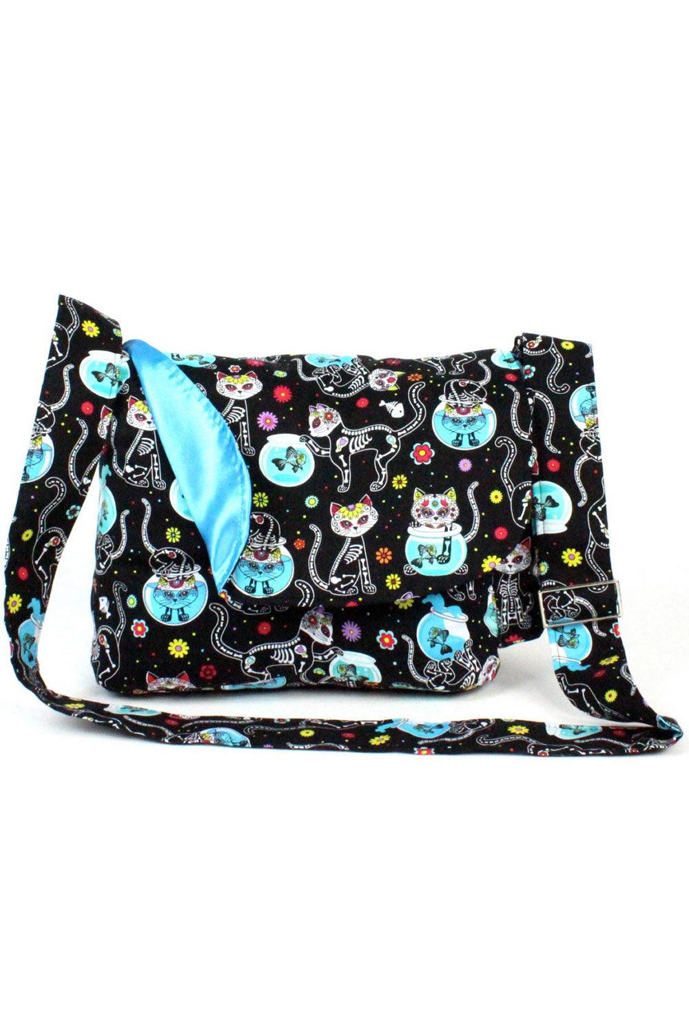 Cat Day of the Dead Messenger Bag - bags & wallets - VampireFreaks - Hemet