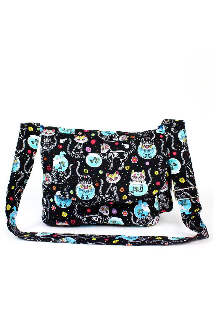 Cat Day of the Dead Messenger Bag - bags & wallets - VampireFreaks - Hemet