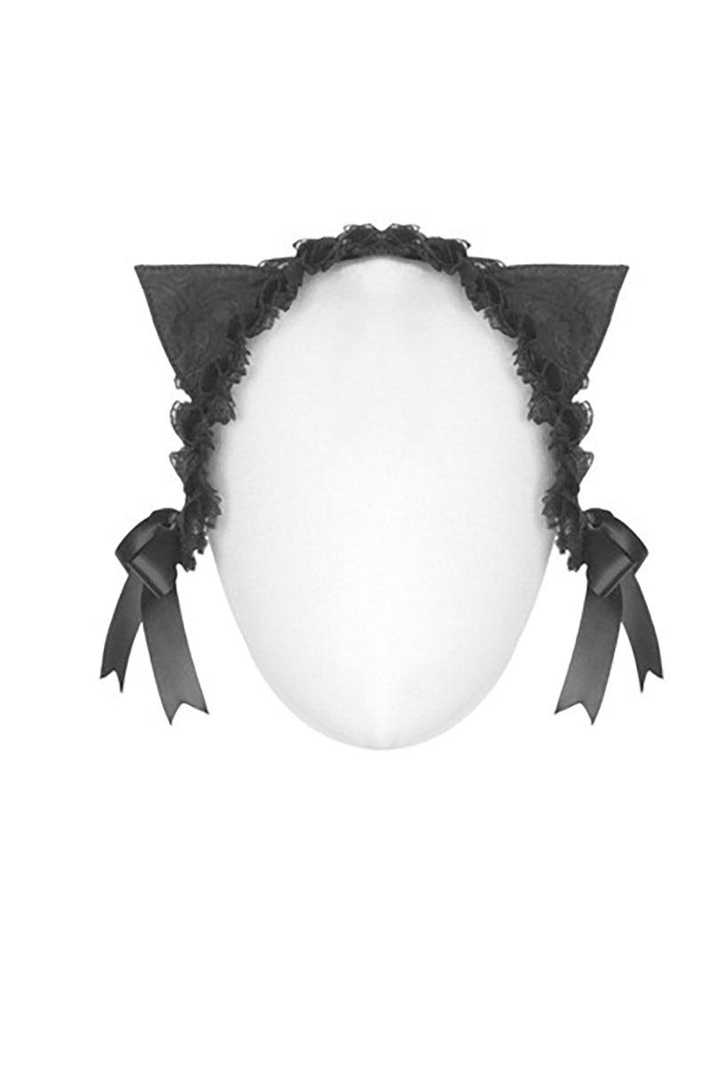 Cat Got Your Tongue Kitty Ear Headband [Clip - On] - hats & scarves & headwear - VampireFreaks - Dark In Love