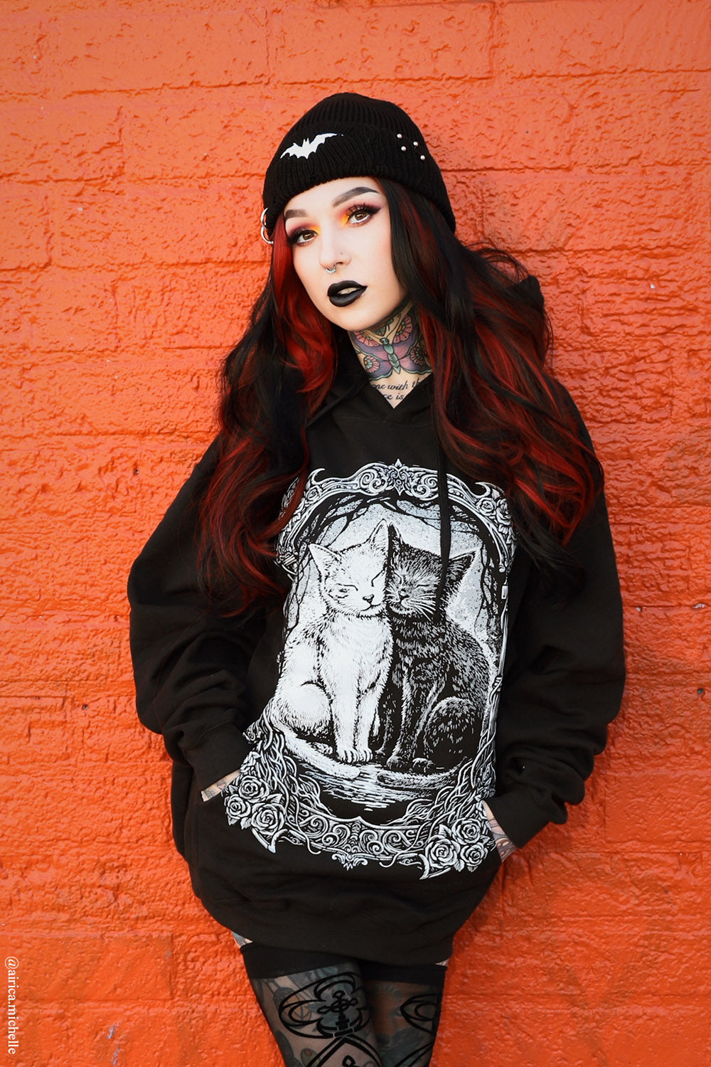 oversized gothic cat hoodie 