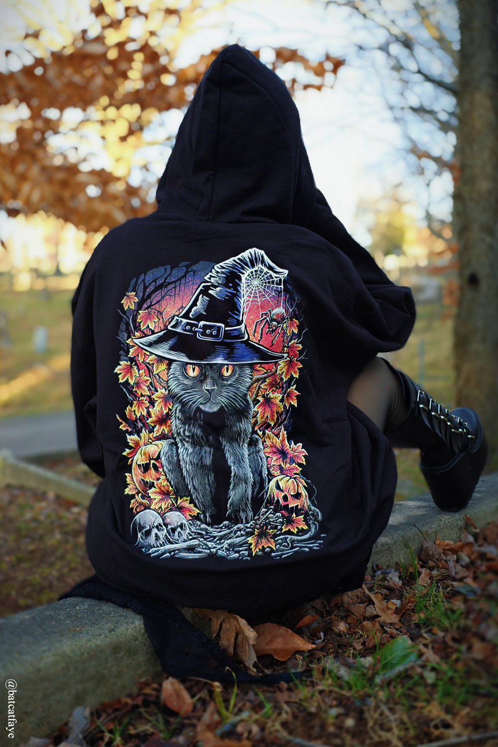 black cat halloween hoodie clothes