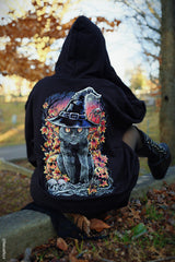 black cat halloween hoodie clothes