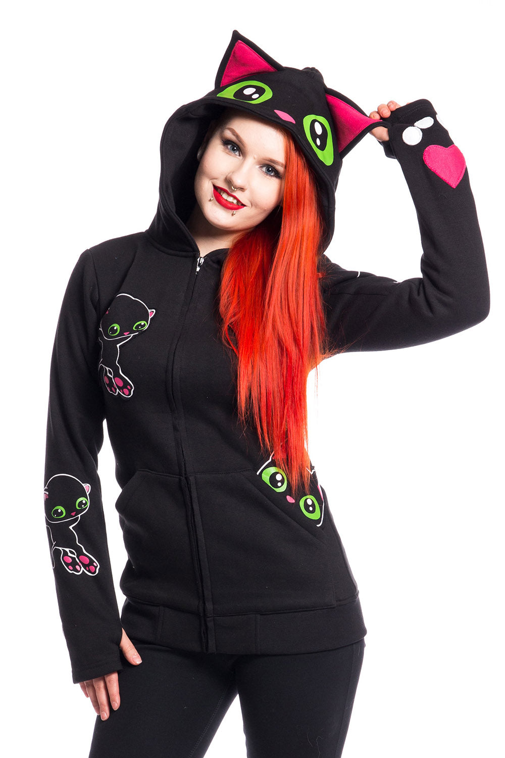 gothic cat hoodie for women