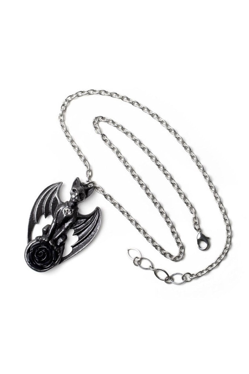 pewter gothic bat cat necklace by alchemy 