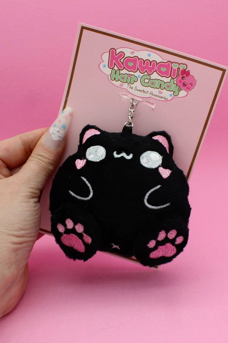 black cat plushie toy keychain