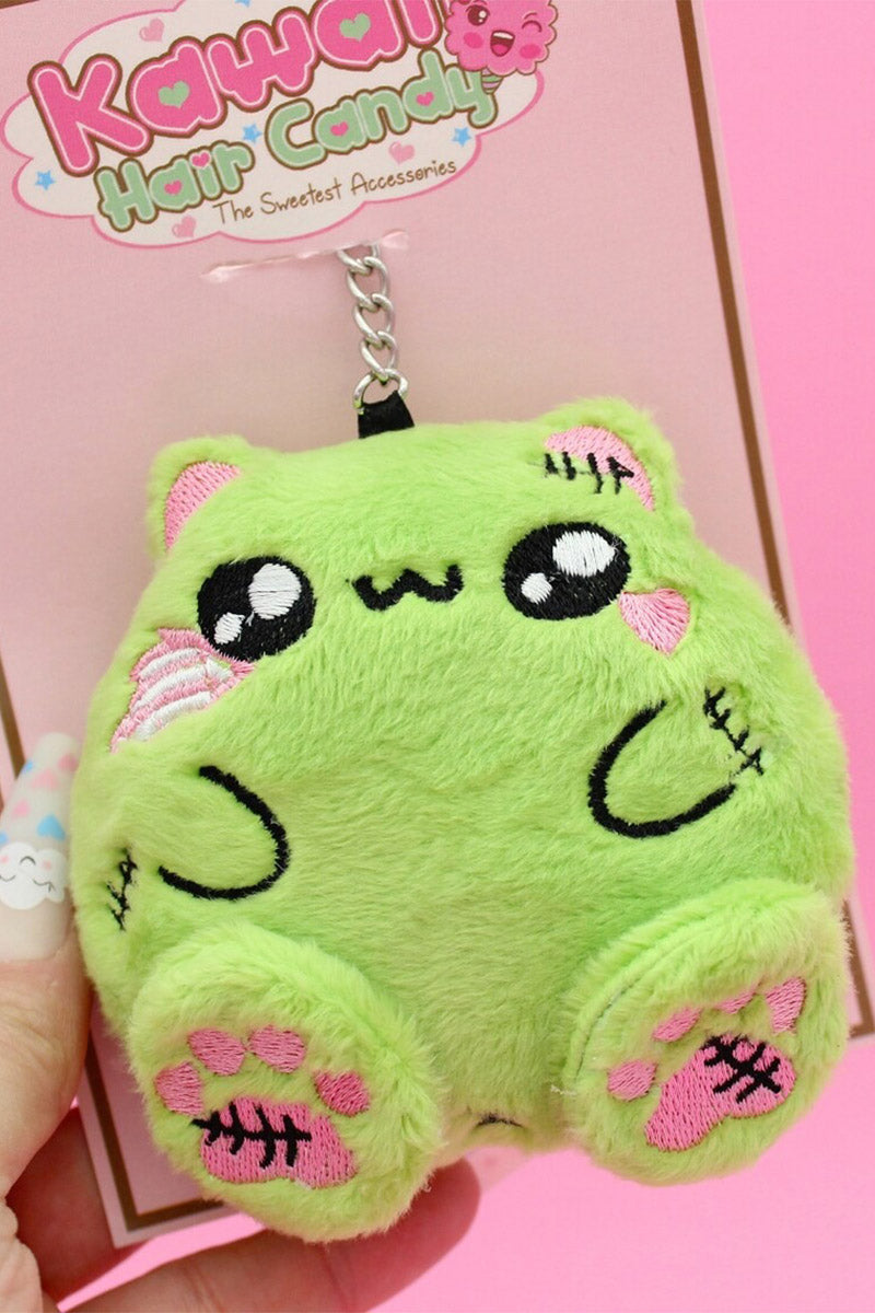 spooky cute emo plush cat keychain 