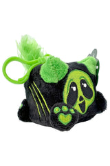 creepy cute green and black cat plush keychain