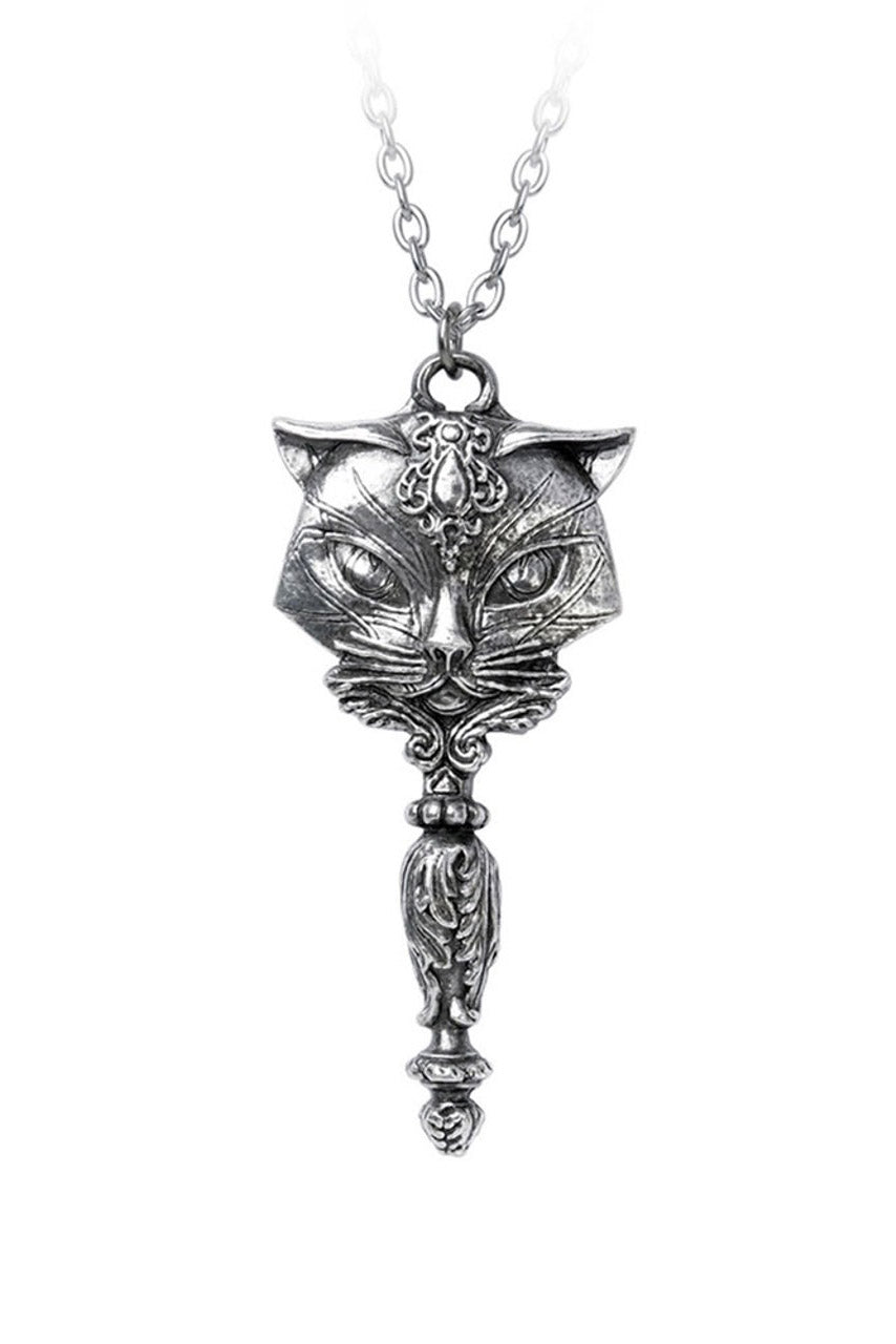 steampunk cat cameo mirror necklace by alchemy England 