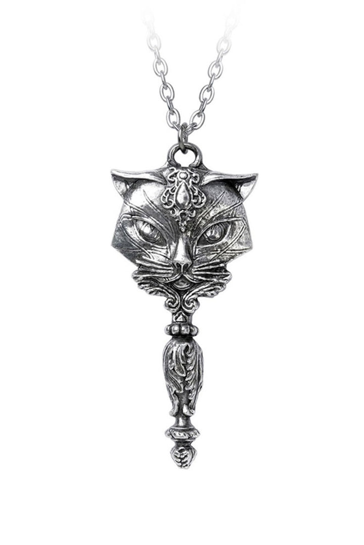 steampunk cat cameo mirror necklace by alchemy England 