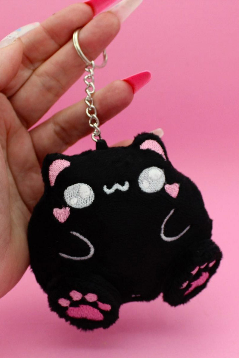 novelty kawaii black cat plushie toy keychain