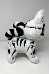 spooky cute gothic skeleton cat plushie with stitches