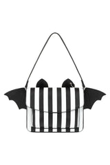black and white striped crossbody bag