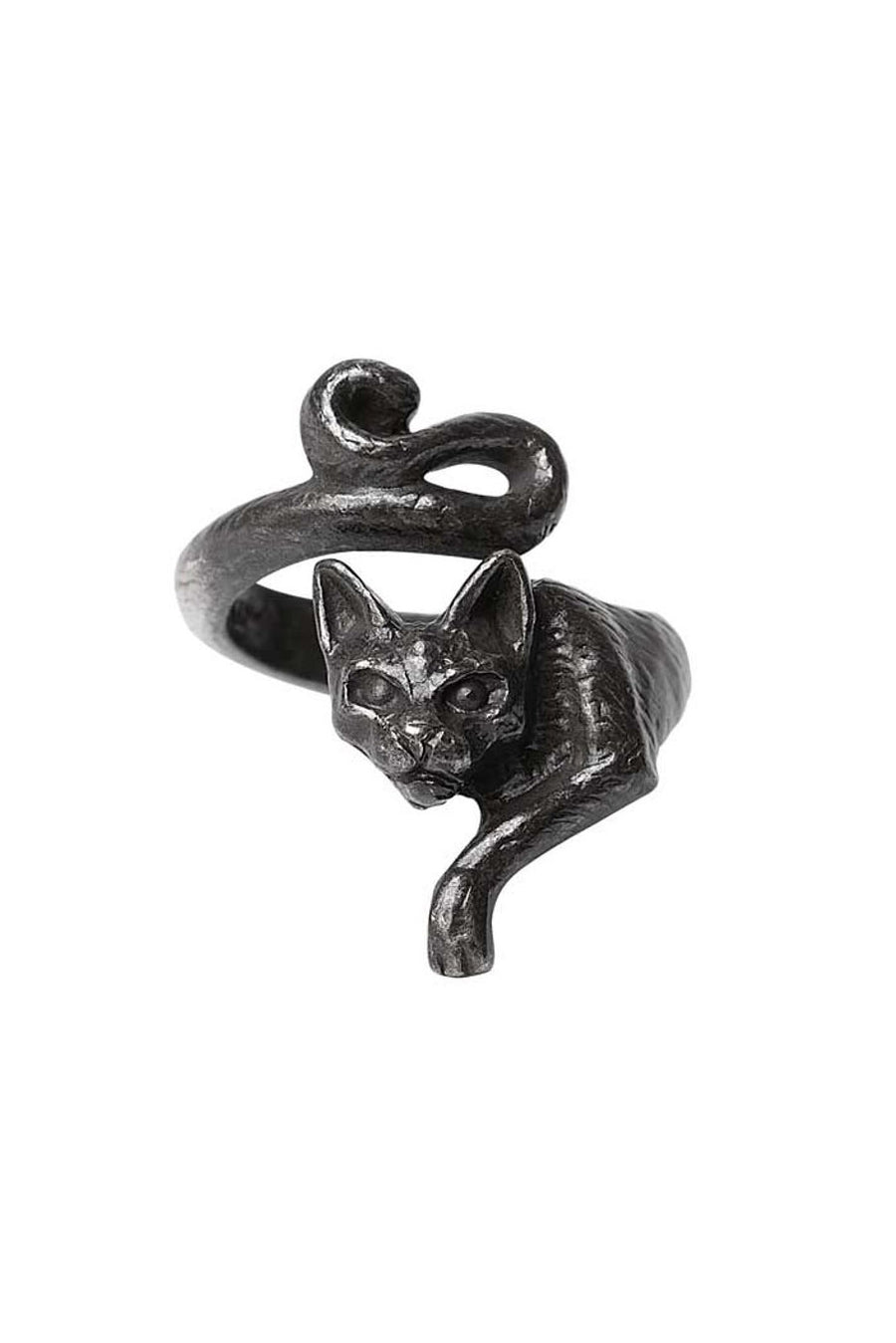 Black cat-shaped ring on a white background