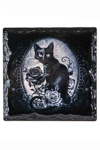 Cat Roses Slate Coasters [Set of 4] - housewares - VampireFreaks - Pacific Giftware