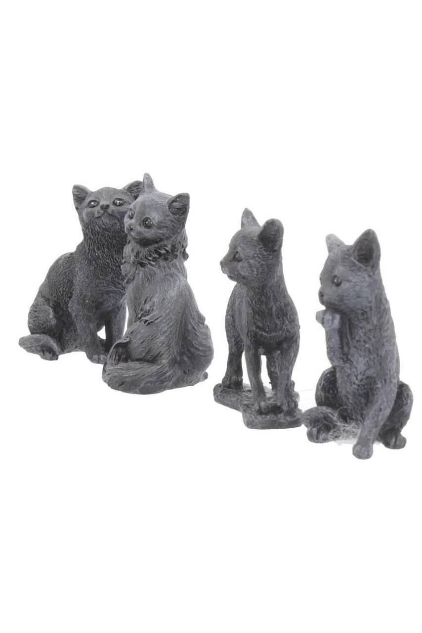 gothic cat statue set