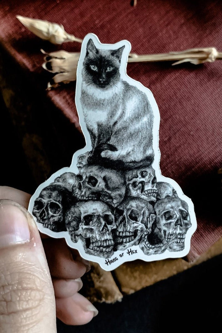 Cat Skull Sticker - stationery - VampireFreaks - House of Hex