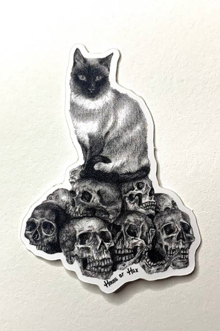 Cat Skull Sticker - stationery - VampireFreaks - House of Hex