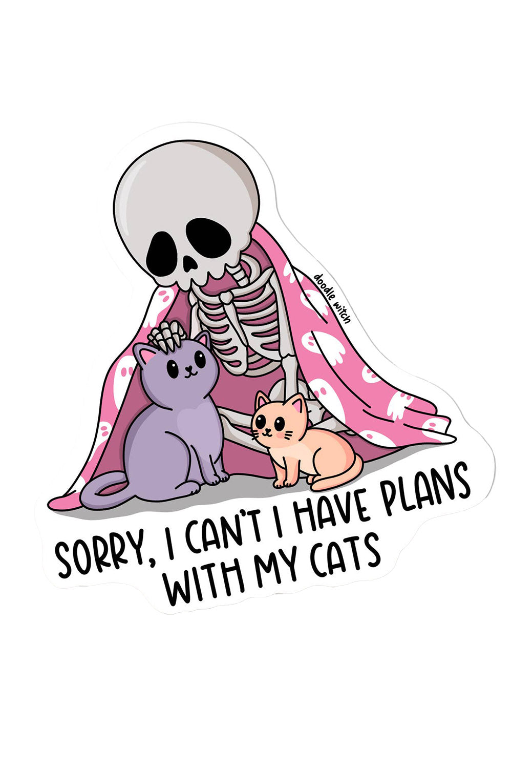 skeleton cat sticker