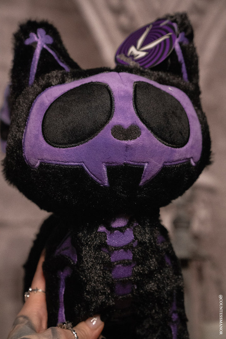 gothic cat skeleton plushie toy