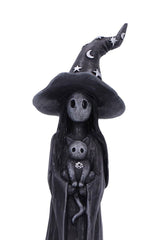 creepy cute witch and cat statue