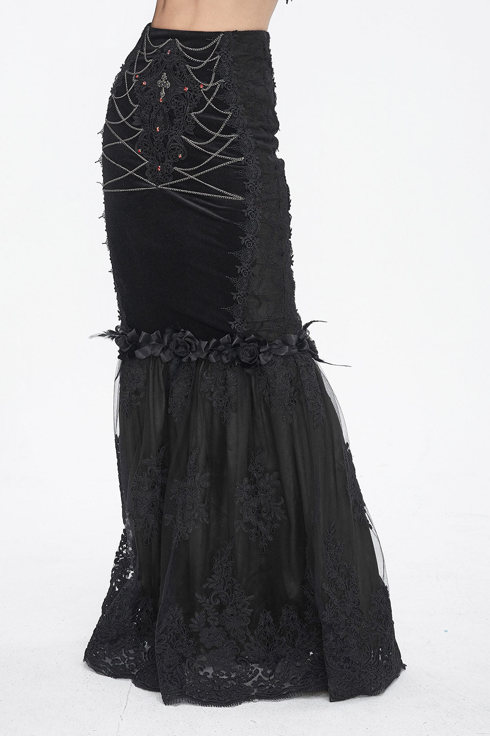 Catacombs of Paris Mermaid Maxi Skirt - womens bottoms - VampireFreaks - Devil Fashion