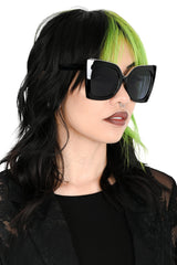 black oversized sunglasses