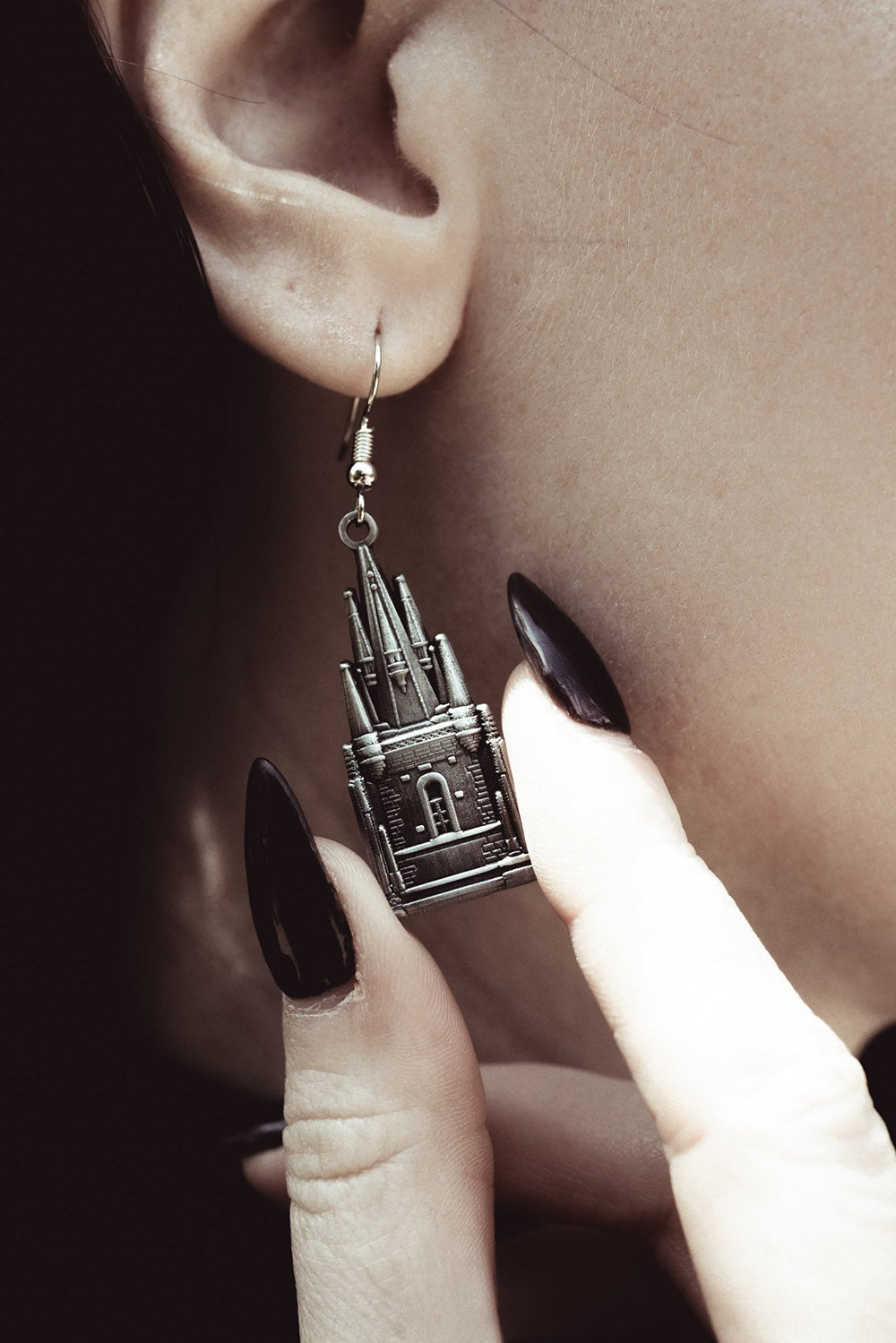 goth silver earrings
