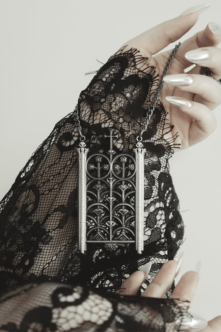 haunting beautiful ornate long gothic cathedral necklace