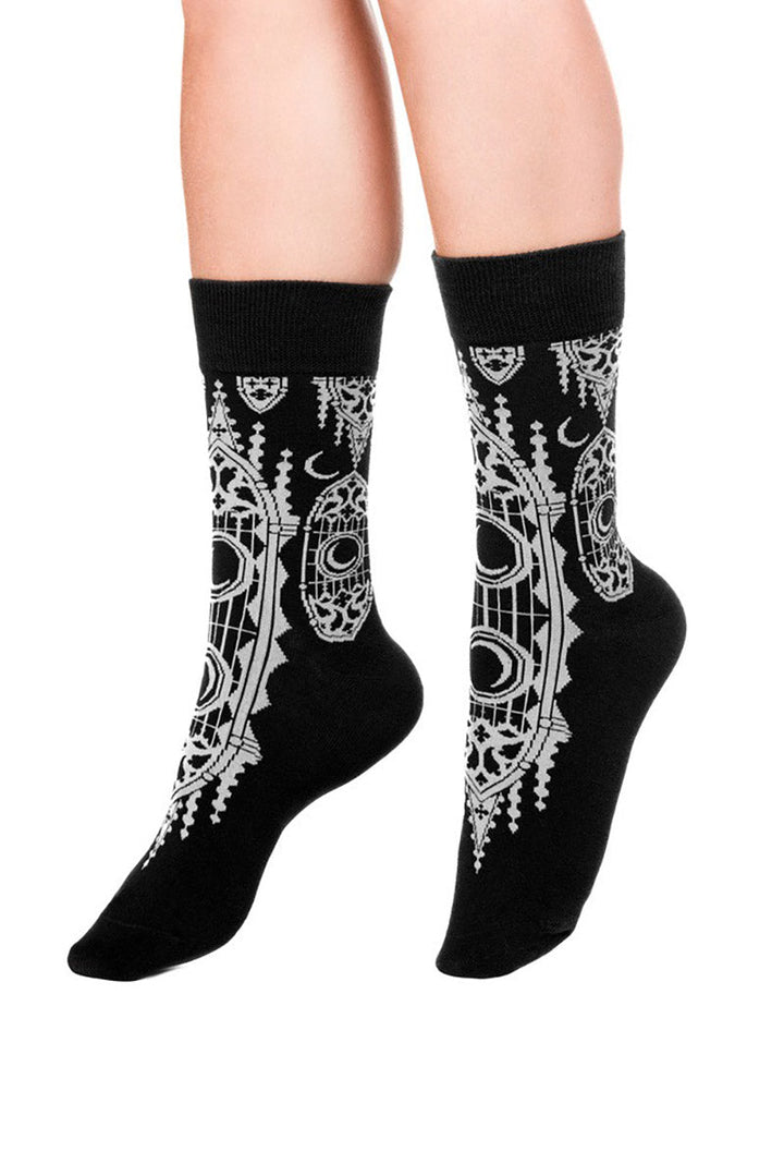 Cathedralis Jacquard Socks [Moon & Cathedral] - socks & stockings - VampireFreaks - Restyle