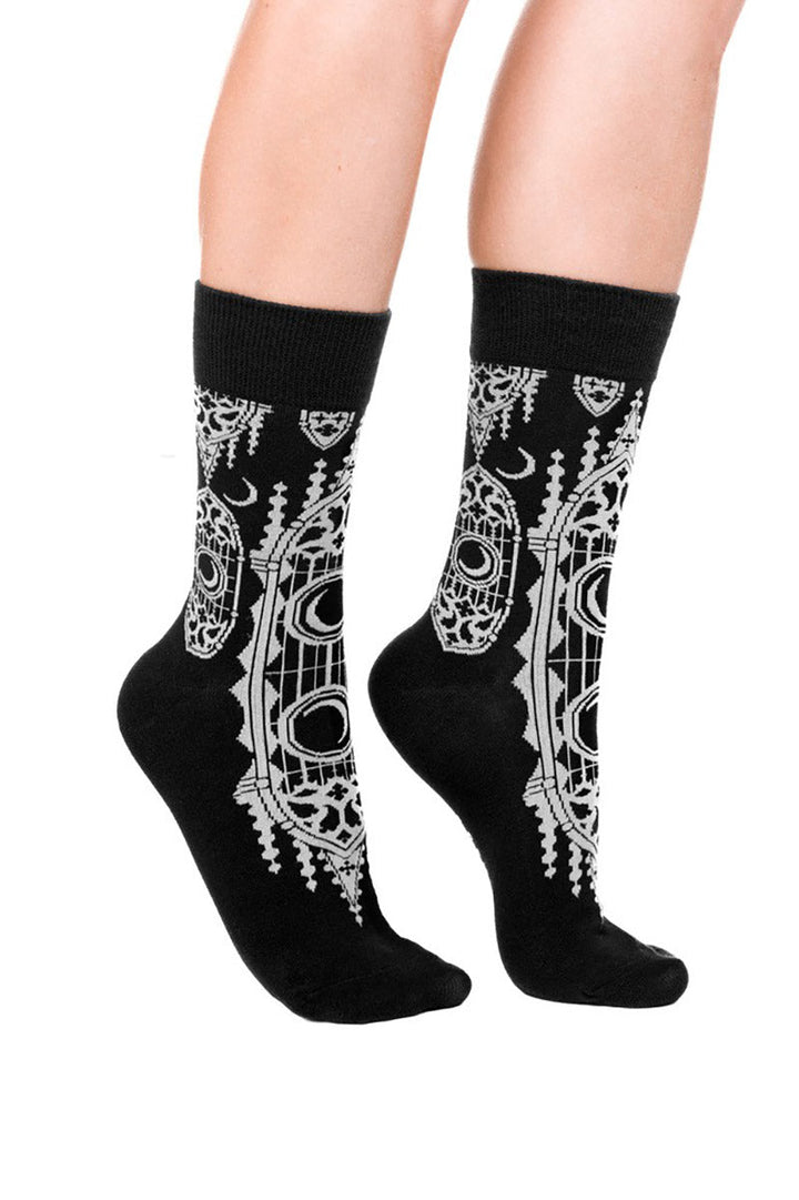 Cathedralis Jacquard Socks [Moon & Cathedral] - socks & stockings - VampireFreaks - Restyle