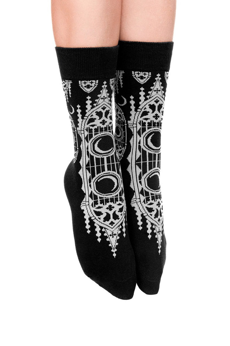 Cathedralis Jacquard Socks [Moon & Cathedral] - socks & stockings - VampireFreaks - Restyle