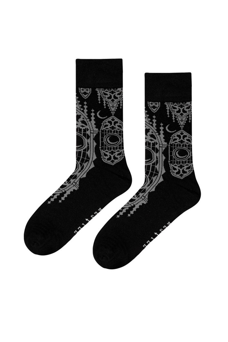 Cathedralis Jacquard Socks [Moon & Cathedral] - socks & stockings - VampireFreaks - Restyle