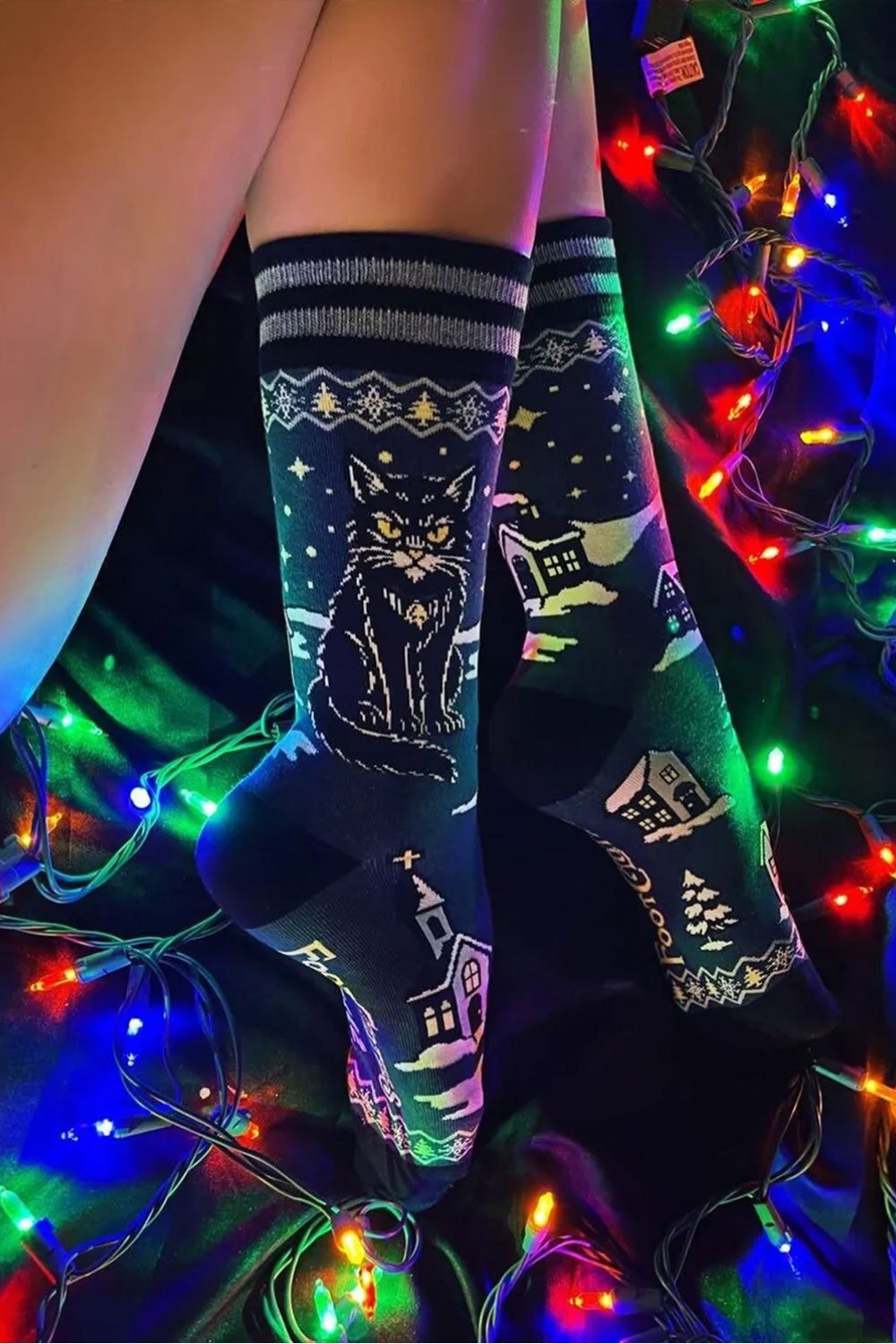 Yule Cat Crew Socks from FootClothes