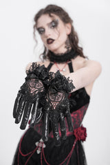 vegan leather lace gloves