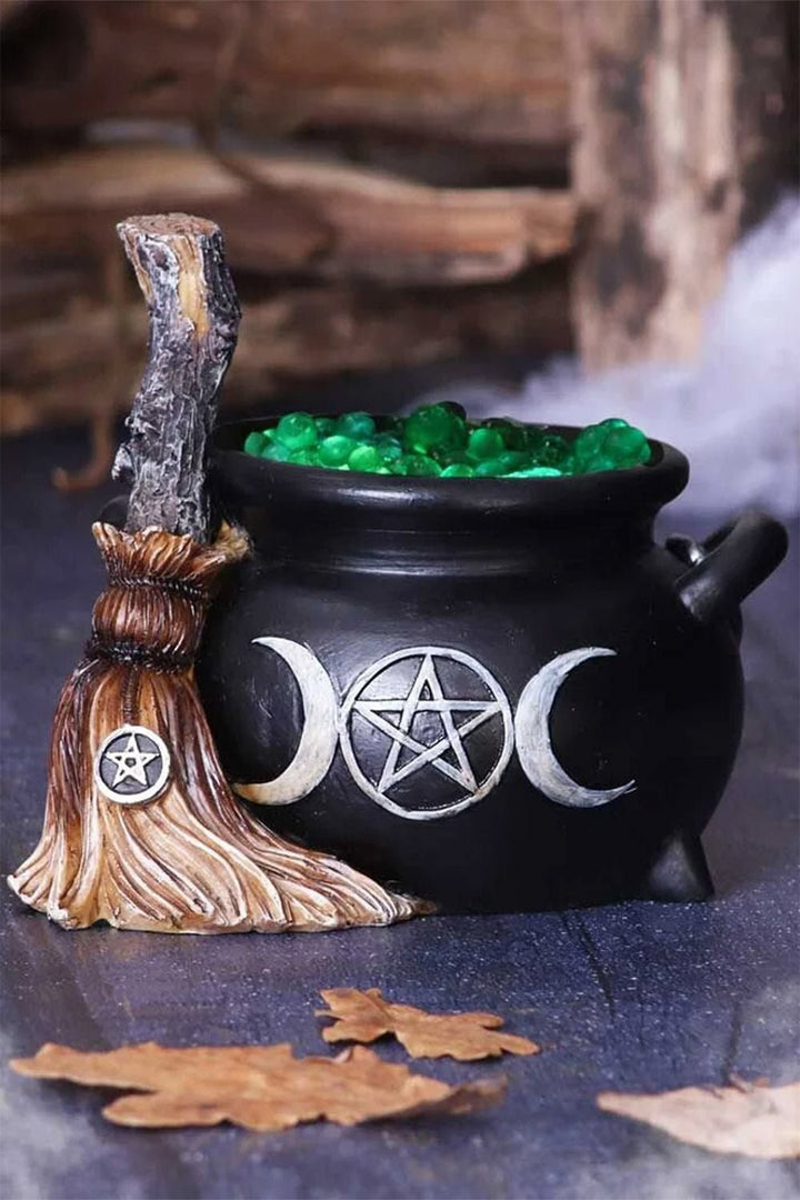 Cauldron with Broom - housewares - VampireFreaks - Pacific Giftware