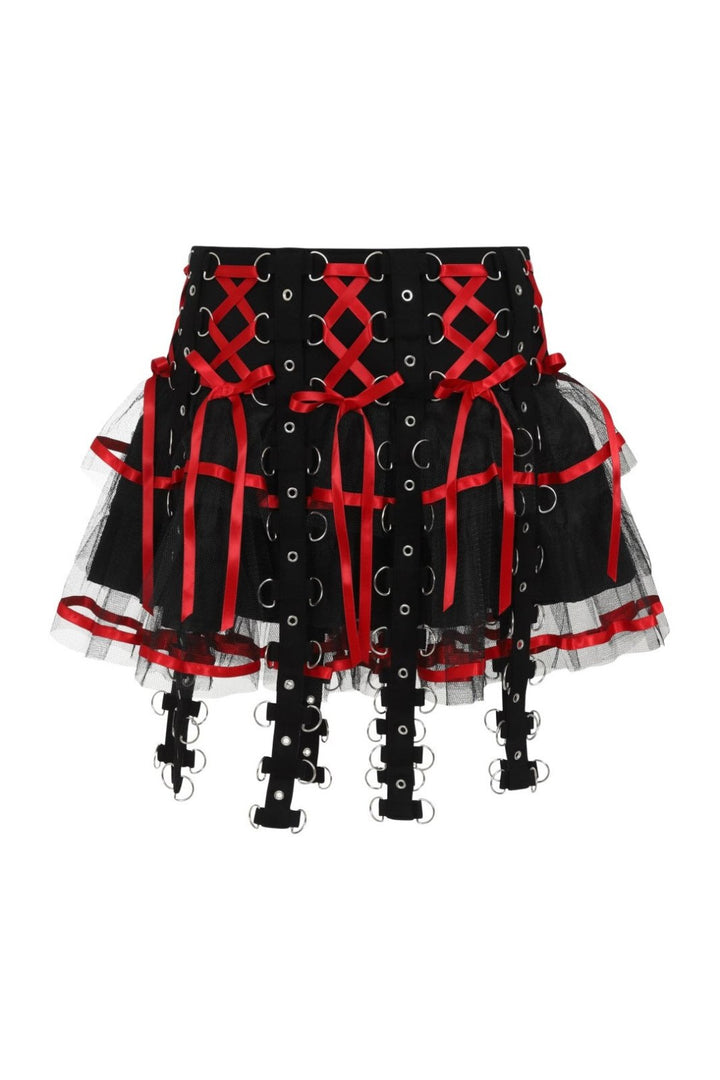 Chai Mini Skirt [BLACK/RED] - skirts - VampireFreaks - Hell Bunny