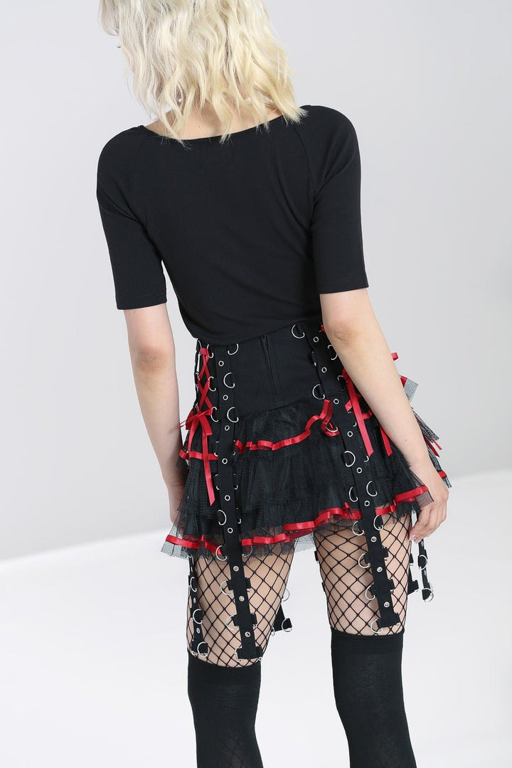 Chai Mini Skirt [BLACK/RED] - skirts - VampireFreaks - Hell Bunny