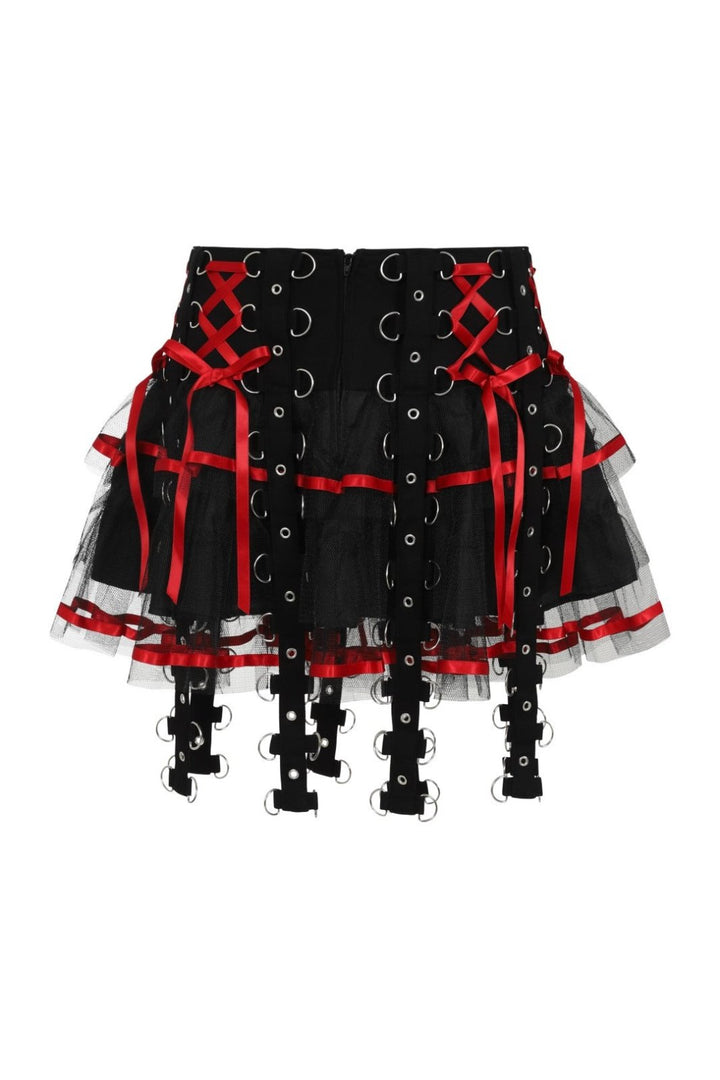 Chai Mini Skirt [BLACK/RED] - skirts - VampireFreaks - Hell Bunny