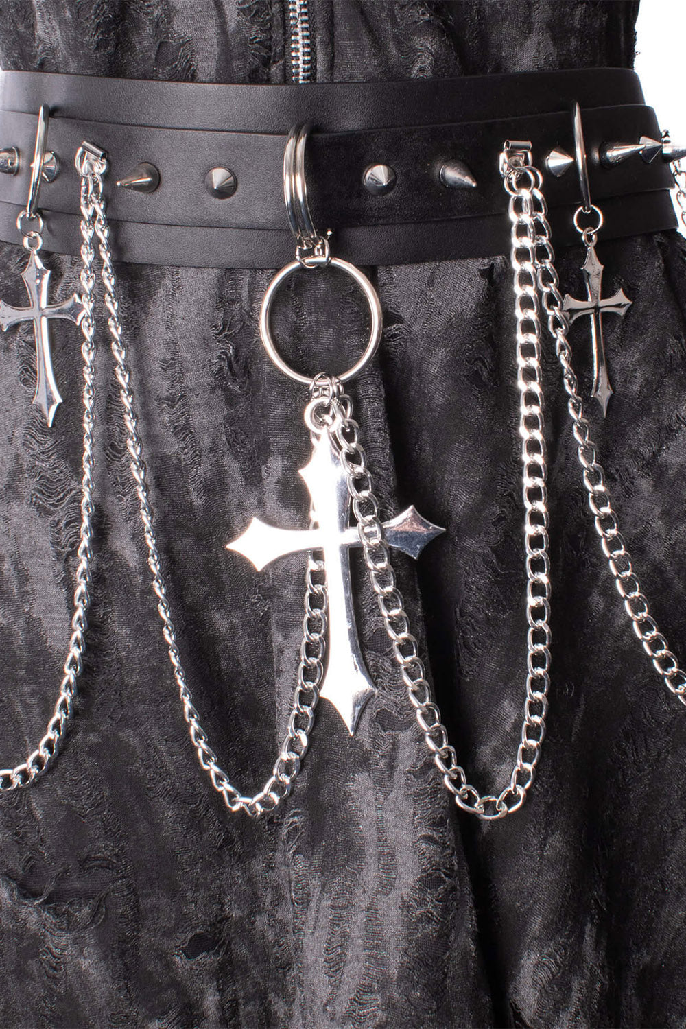 womens gothic cross vegan leather belt