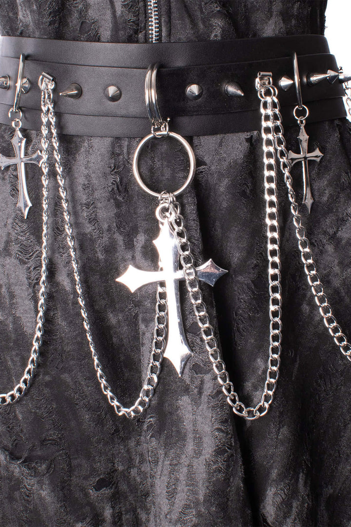 womens gothic cross vegan leather belt